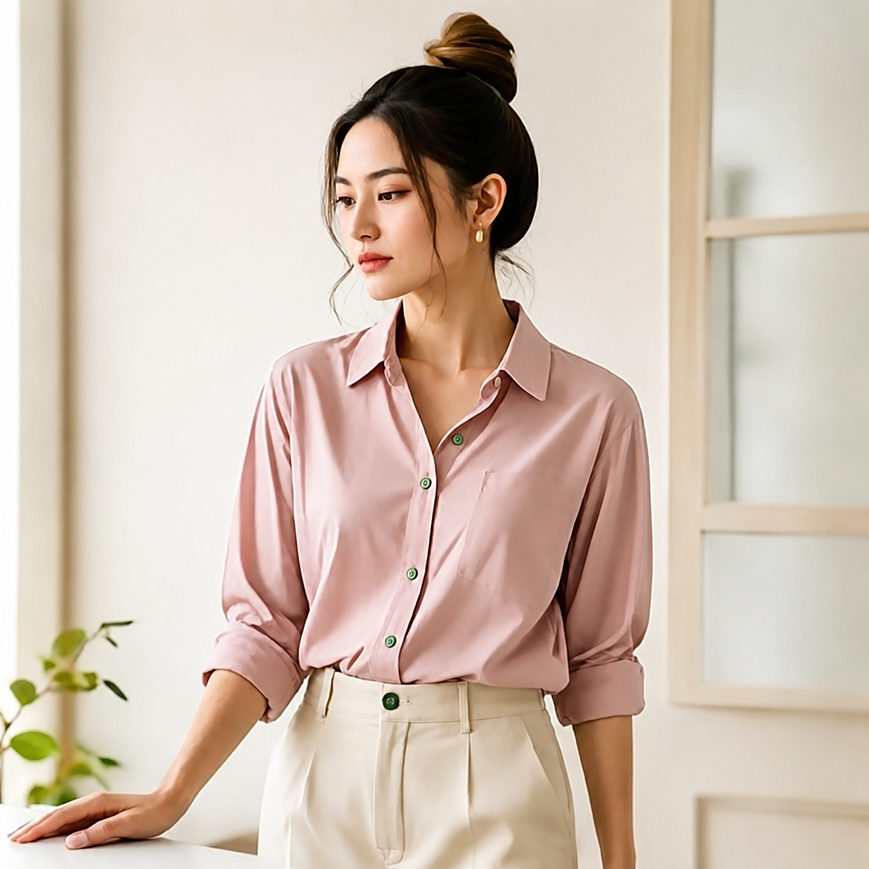 VORAN VIVIENNE™ Premium Button Long Sleeve Essential Shirt